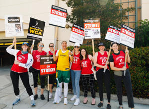 L.A.-Sparks-player-Layshia-Clarendon-picketing-with-writers-at-Warner-Bros.-Photo-Brittany-Woodside.jpg