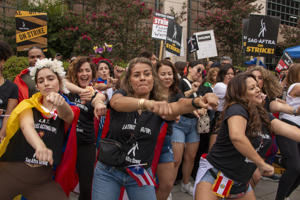 Dancing-on-the-line-at-the-Latinas-Acting-Up-and-George-Lopez-special-picket-at-Warner-Bros-on-9-15.-Photo-Jerry-Jerome.JPG
